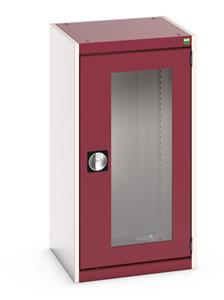 40010128.** cubio cupboard with window doors. WxDxH: 525x525x1000mm. RAL 7035/5010 or selected